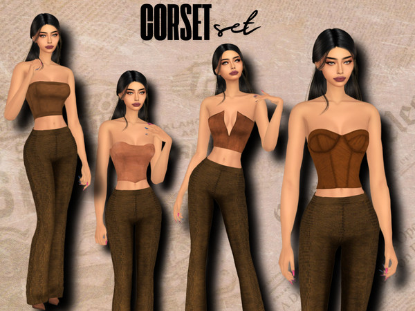 Sims 4 — RAVE'NCLASSY CORSET SET by engeldestodes — 4 ITEMS