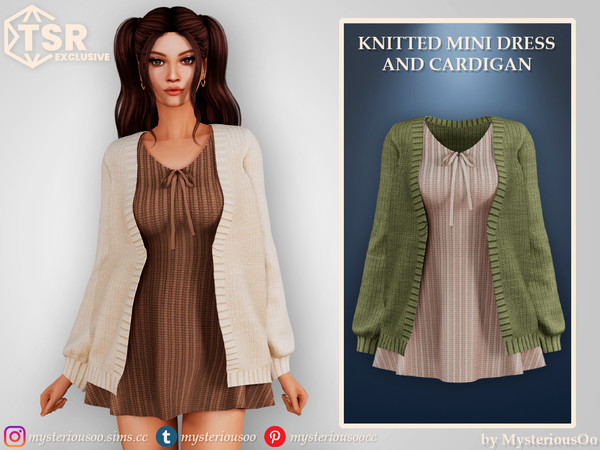 Sims 4 — Knitted mini dress and cardigan by MysteriousOo — Knitted mini dress and cardigan in 6 colors