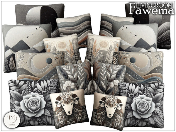 Sims 4 — fawema livingroom decorative cushion for sofa by jomsims — Step into the cozy atmosphere of the Fawema