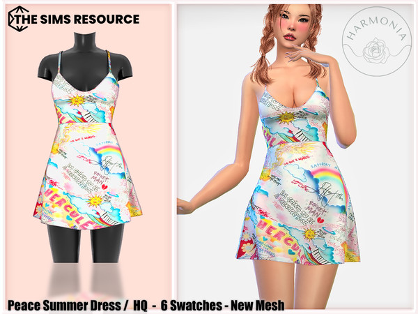 Sims 4 — Peace Summer Dress by Harmonia — New Mesh