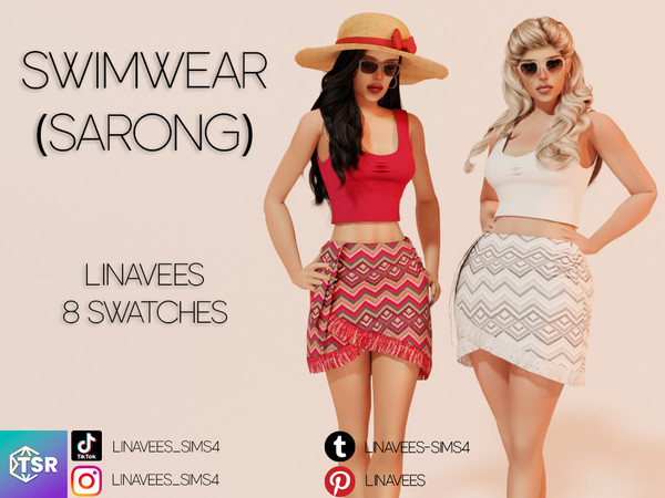 Sims 4 — GISELLE - SWIMWEAR (SARONG) by linavees — New Mesh