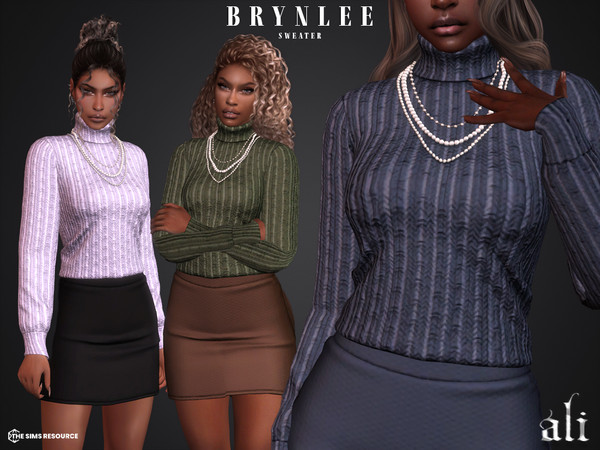 Sims 4 — BRYNLEE sweater by ali1 — Turtleneck sweater with necklace