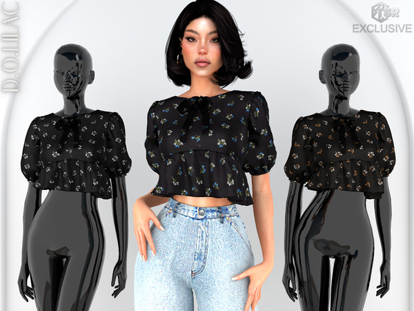Sims 4 — Bow Front Cotton Poplin Blouse DO0773 by DOLilac — Custom thumbnail