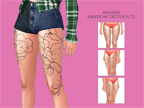 Sims 4 — Random tattoos 72 by ANGISSI — PREVIEWS MADE USING HQ MOD 3 options (both sides, separately right and left)