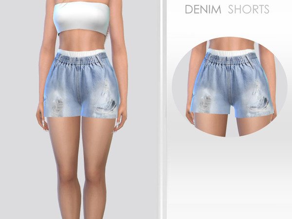 Sims 4 — Denim Shorts by Puresim — Denim shorts for female sims.