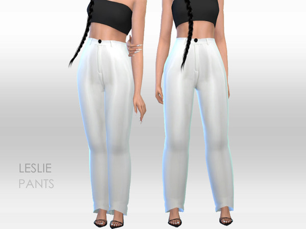 Sims 4 — Leslie Pants by Puresim — White pants for female sims