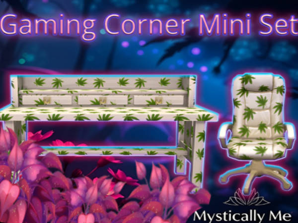 Sims 4 — Gaming Corner Chair by Mystically Me — A Base game recolor of a desk and a chair.