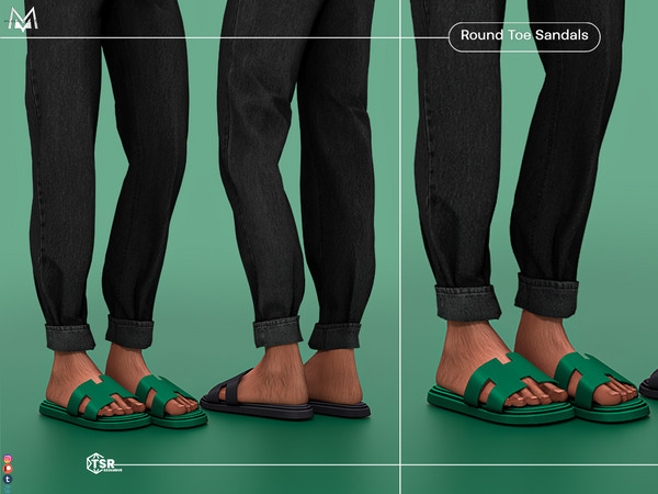 Sims 4 — Round Toe Sandals S509 (Male) by Mermalade — New Mesh