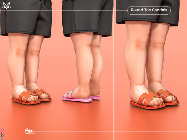 Sims 4 — Round Toe Sandals S511 (Toddler) by Mermalade — New Mesh