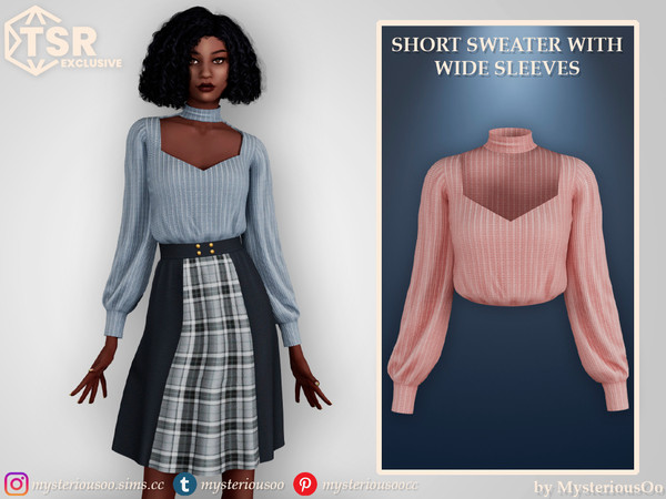 Sims 4 — Short sweater with wide sleeves by MysteriousOo — Short sweater with wide sleeves in 9 colors