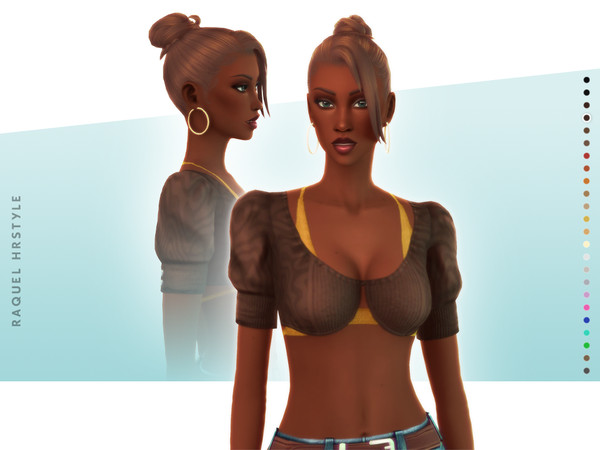 Sims 4 — Raquel Hairstyle - Style 2 by simcelebrity00 — This sleek high updo hairstyle comes in the 24 EA hair colors and