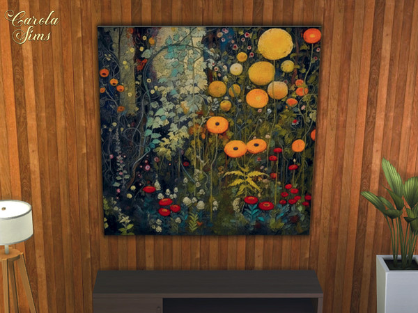 Sims 4 — Klimt Garden Pack by xCarolaSimsx — Decorative paintings of Spring gardens by Gustav Klimt.