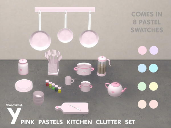 Sims 4 — YannaSims4 Pink Pastels Kitchen Clutter Set Plates by YannaSims4CC — Hi! Life got a bit crazy - I had to move to