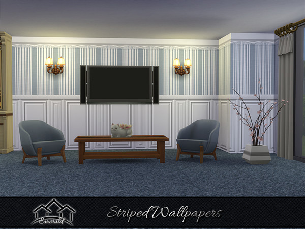 Sims 4 — Striped Wallpapers5 by Emerald — Add a unique decor statement with striped wallpapers.