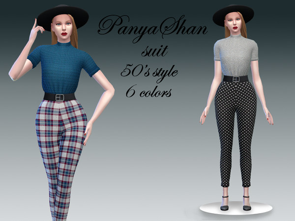 Sims 4 — Adeline Retro Suit by PanyaShan — 50s style suit, 6 colors