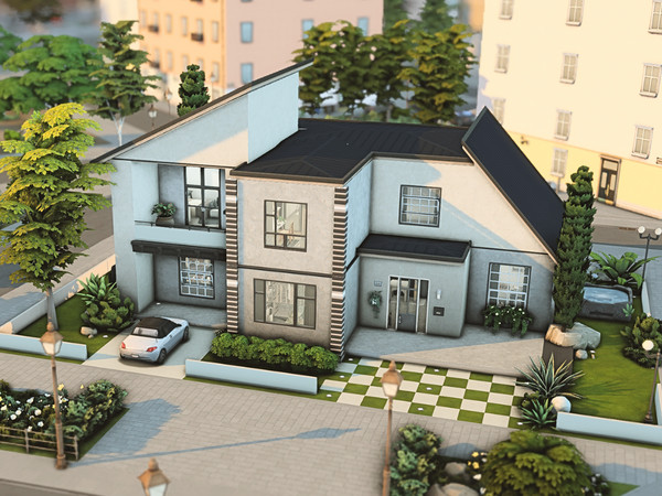 Sims 4 — Modern Block House by WrzosoweMarzeniaa — Created in modern style, black&white. Enjoy! - 2 floors - 3