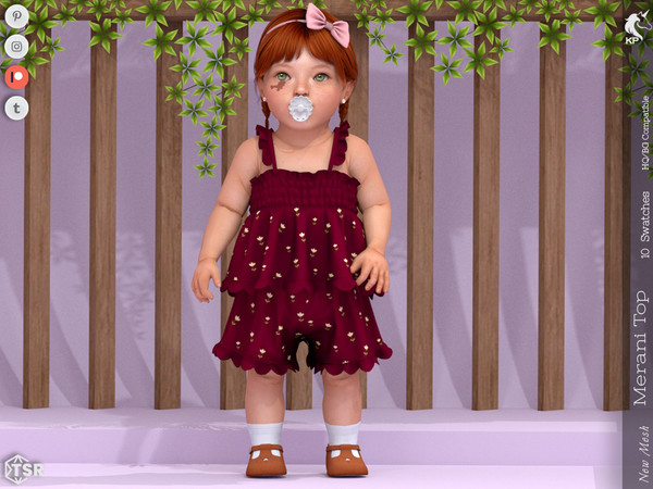 Sims 4 — Merani Top- Infant by KaTPurpura — Ruffled top with curved edges in a floral print