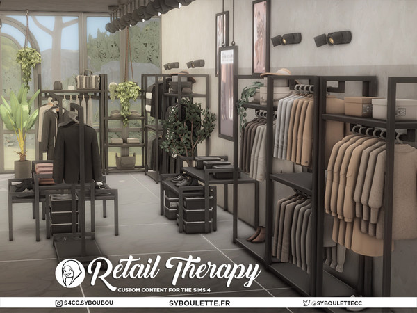 Sims 4 — Retail Therapy - Ad poster by Serenity by Syboubou — Retail Therapy is the ultimate cc set for designing the