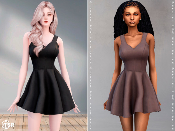 Sims 4 — Margarita - Sleeveless leather mini dress by Garfiel — A sleek and versatile mini dress made from smooth