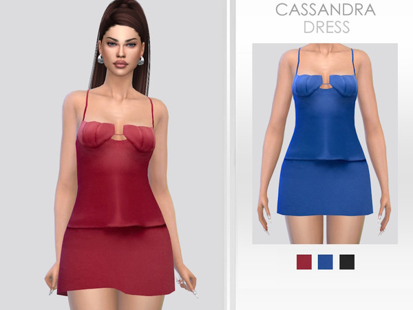 Sims 4 — Cassandra Dress by Puresim — Female dress in 3 swatches