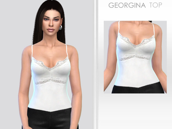 Sims 4 — Georgina Top by Puresim — White lace top for female sims