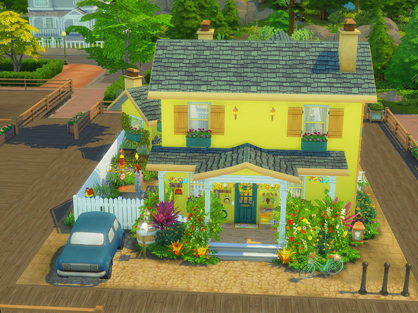 Sims 4 — Copperlade Home no cc by sgK452 — Colorful house for a couple or single person who can have a dog, townhouse in