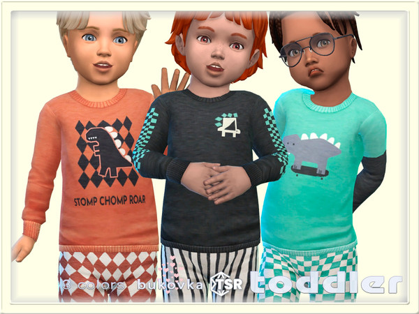 Sims 4 — Shirt Roar by bukovka — Cute toddler sweater for boys only in 3 color options. All cards have been modified. Can