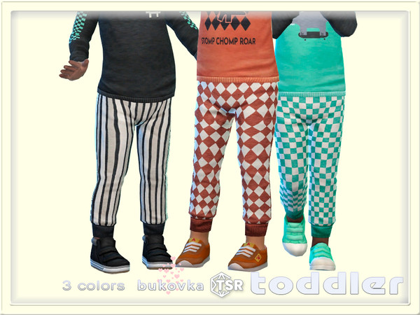 Sims 4 — Pants Roar by bukovka — Cute toddler pants for boys only in 3 color options. All cards have been modified. Can