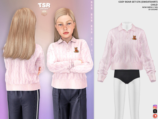 Sims 4 — ChildF - COZY BEAR SET-576 (SWEATSHIRT) BD1479 by busra-tr — 10 colors Child