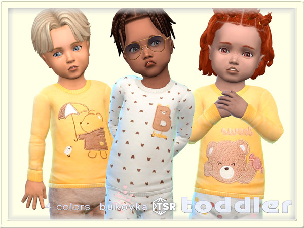 Sims 4 — Shirt Teddy Bear by bukovka — Beautiful sweater for toddlers of both sexes: for girls and boys in 4 coloring