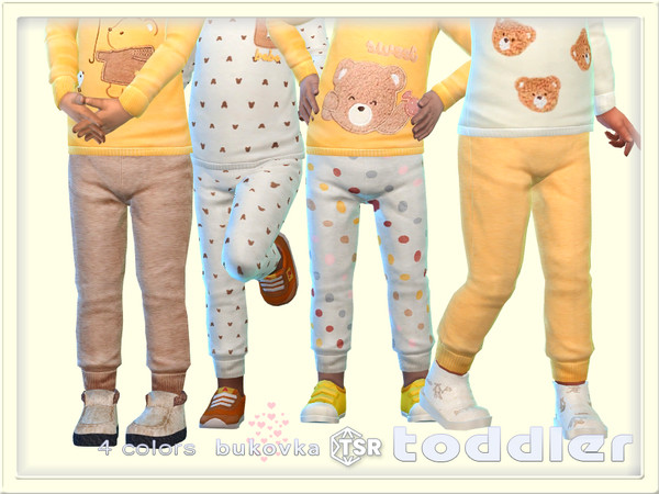 Sims 4 — Pants Teddy Bear by bukovka — Beautiful pants for toddlers of both sexes: for girls and boys in 4 coloring