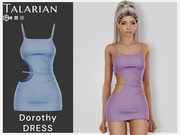 Sims 4 — Dorothy Dress by talarian — Mini bodycon dress with spaghetti straps and bold side cutout featuring thin strap