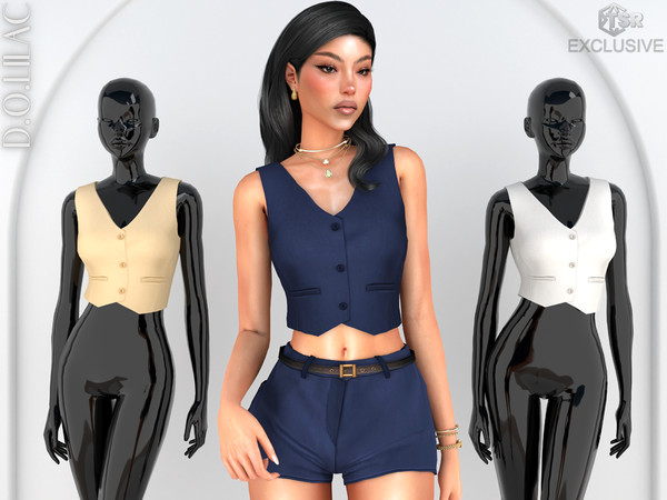 Sims 4 — V Neck Crop Vest DO0789 by DOLilac — Custom thumbnail