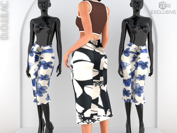 Sims 4 — Patterned Draped Midi Skirt DO0792 by DOLilac — Custom thumbnail
