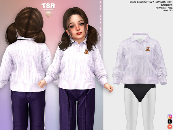 Sims 4 — ToddlerF - COZY BEAR SET-577 (SWEATSHIRT) BD1481 by busra-tr — 10 colors Toddler