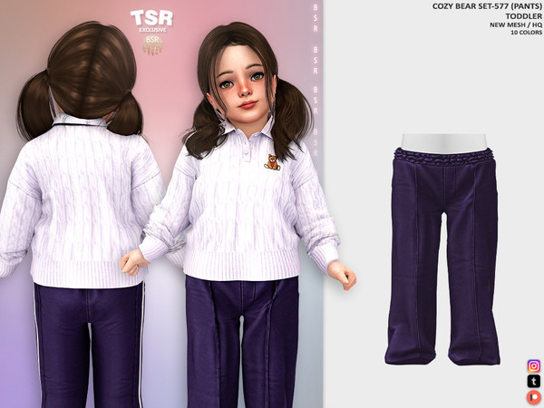 Sims 4 — ToddlerF - COZY BEAR SET-577 (PANTS) BD1482 by busra-tr — 10 colors Toddler