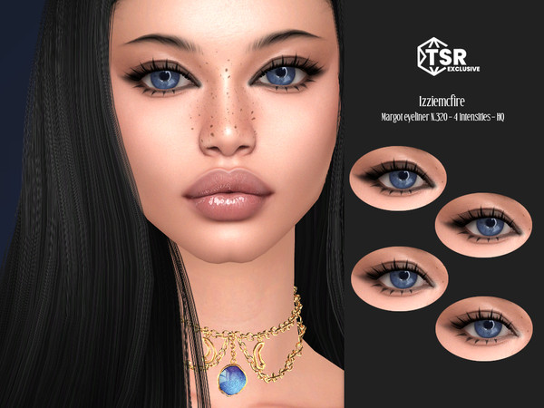 Sims 4 — IMF Margot Eyeliner N.320 by IzzieMcFire — Margot Eyeliner N.320 contains 4 black intensities in hq texture.
