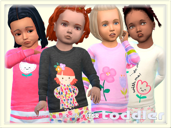 Sims 4 — Shirt Mix by bukovka — Cute sweater for toddlers only for girls in 4 color options. All cards have been