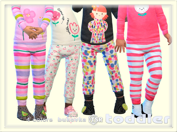 Sims 4 — Pants Mix by bukovka — Cute pants for toddlers only for girls in 4 color options. All cards have been modified.