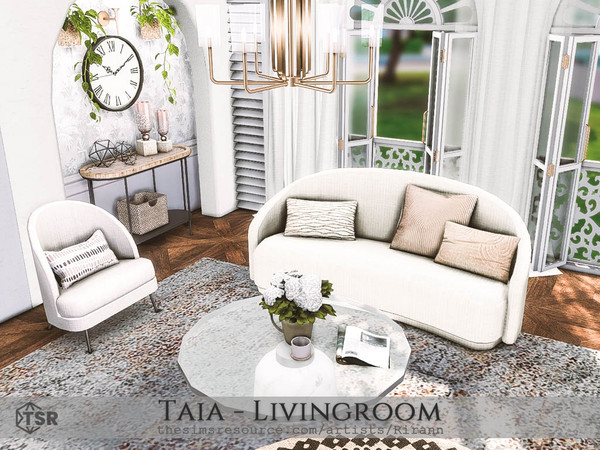 Sims 4 — Taia - Livingroom by Rirann — Taia is a modern elegant livingroom in white and brown tones