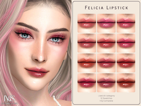 Sims 4 — Felicia Lipstick by VELYSEA — -Lipstick category -HQ comatble -12 swatches