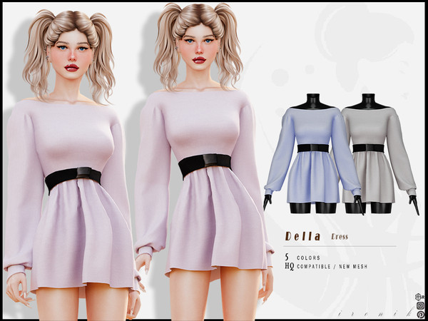 Sims 4 — Della Dress by _ironik_ — -5 Colors