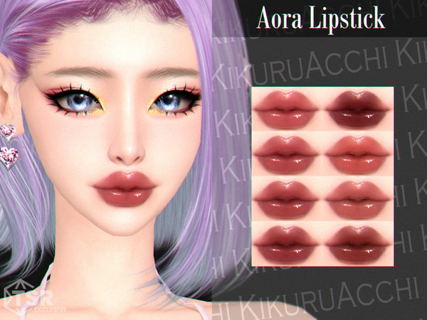 Sims 4 — Aora Lipstick by Kikuruacchi — - It is suitable for Female and Male. ( Teen to Elder ) - 8 swatches - HQ