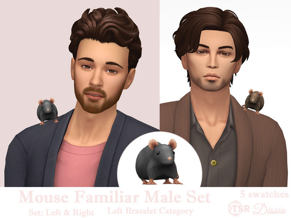 Sims 4 — Mouse Familiar Male (Left) by Dissia — Cute mouse familiar for male for right or left shoulder!