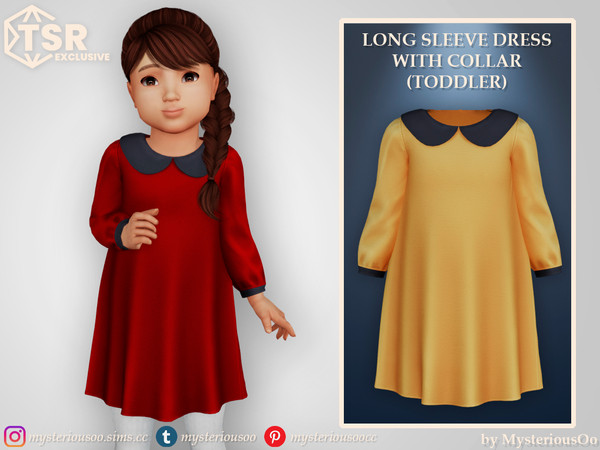 Sims 4 — Long sleeve dress with collar Toddler by MysteriousOo — Long sleeve dress with collar in 10 colors for toddlers