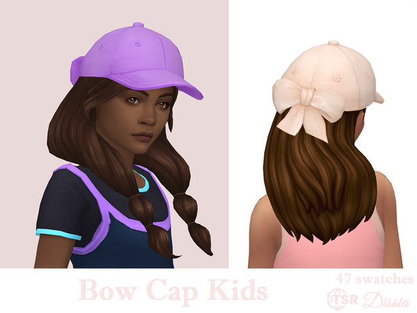 Sims 4 — Bow Cap Kids by Dissia — Simple cap with cute bow at back