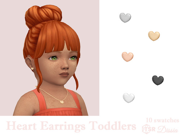 Sims 4 — Heart Earrings Toddlers by Dissia — Cute little hearts earrings for toddlers