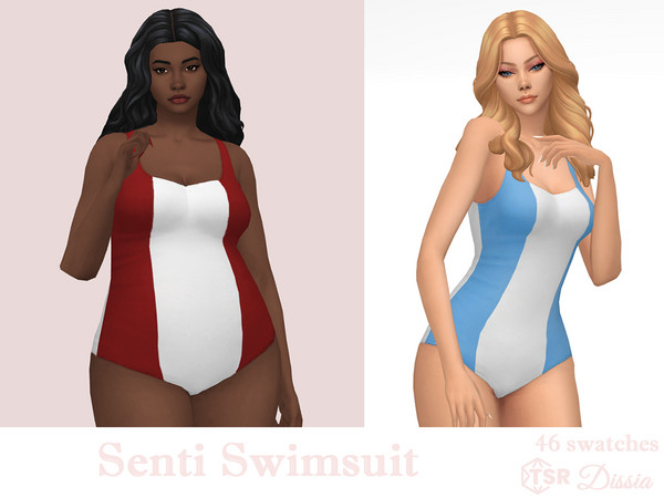 Sims 4 — Senti Swimsuit by Dissia — One-piece two colors swimsuit