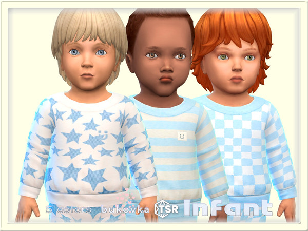 Sims 4 — Shirt Blue by bukovka — Delicate sweater for infants only for boys in 5 color options. Installed independently,