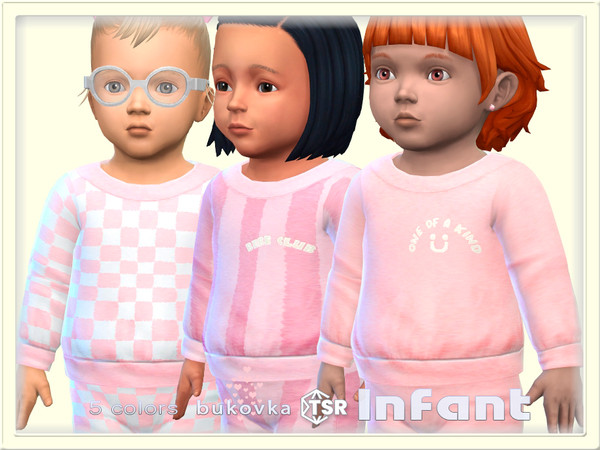 Sims 4 — Shirt Pink by bukovka — Delicate infant sweater for girls only in 5 color options. Installed separately,